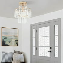 110V Crystal Round Chandelier Semi Flush Mount Ceiling Light Ceiling Light for Living Rooms, Bedrooms