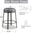thumbnail image 3 of OUllUO Bar Stools Set of 2, Swivel Bar Stools, Counter Height Stools, Stools for Kitchen Counter, 25 Inch Metal Counter Stools, Grey PU Leather Stools, Industrial Kitchen Stools for Island, 3 of 9