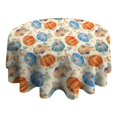 thumbnail image 4 of Fall Pumpkins Leaves Pattern Round Tablecloth 60" X 60",Wrinkle Wipeable Table Cloth for Kitchen Dining Room Picnic Patio Party, 4 of 6