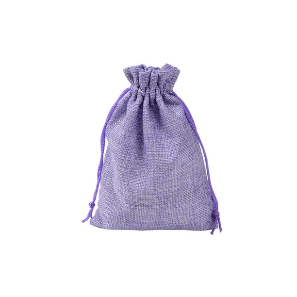 Bolsa de arpillera de estilo Vintage, 50 Uds., saco de yute, accesorios de joyería de lino Natural, bolsa de almacenamiento de viaje, Mini Almacenamiento y organización del hogar Púrpura claro 7*9cm Yuarrent HA070894-03