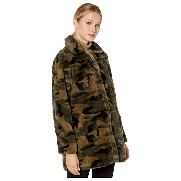 Democracy Long Sleeve Faux Fur Coat Duffle Green Walmart