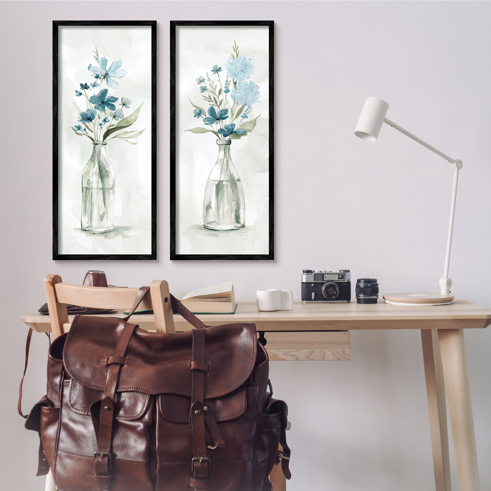 Stupell Industries Elegant Indigo Lilac Flower Jars Soft Light Watercolor,13 x 30, Design by Carol Robinson