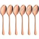 thumbnail image 1 of ZHAOCHENG Cucharas para servir de cobre de 6 piezas, cucharas para servir ranuradas de cobre, utensilios para servir de acero inoxidable de oro rosa para fiestas, bufés, restaurantes, banquetes, cenas, 1 of 5