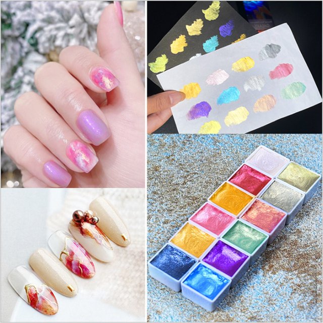 6 color Nail Blooming Paints Watercolor Powder For Nails Abstract Nail Art Pigment Magic Pearl Chrome Polish Manicure Glitter zhangyuxiang LED