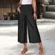 thumbnail image 1 of TaTaai Women's 7/8 Length Culottes Solid Color Wide Leg Design with Elastic Waist and Side Pockets Linen-Like Casual Trousers for Daily Wear Gift, 1 of 9