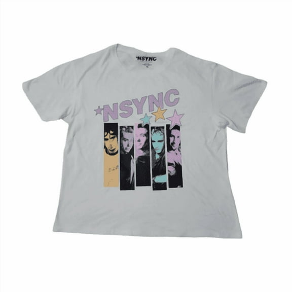 Official Merchandise Ladies Soft Short Sleeve Licensed Band Tee (Nsync/White, L)