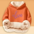 thumbnail image 2 of Girl Hoodies Girls Letter Print Hooded Sweatshirt Soft Lined Pullover Long Sleeve Warm Winter Kids Casual Top Kids Sweatshirts Orange 9 Years-10 Years, 2 of 5