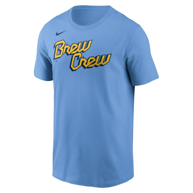 Men's Nike Christian Yelich Powder Blue Milwaukee Brewers 2022 City Connect  Name & Number T-Shirt 