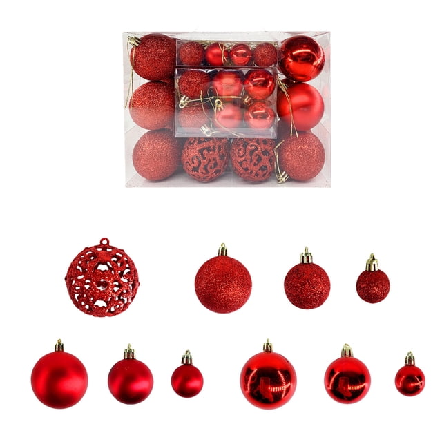 50PCS Christmas Ball Ornaments Christmas Tree Decoration Holiday Multiple Styles Ornaments For Christmas Trees Party Ball Decoration