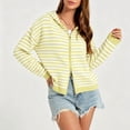 thumbnail image 6 of Gamivast Striped Hoodies for Women Zip up Knit Cardigan Sweaters Long Sleeve Casual Drop Shoulder Fall Outerwear Lightweight Comfy Jackets Yellow XL, 6 of 7