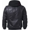 thumbnail image 5 of Mens Real Leather Jacket with Removable Hood (X-Large, Black), 5 of 6
