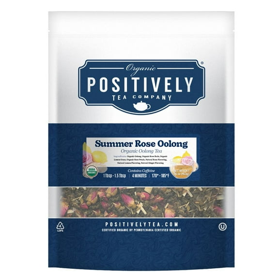 Positively Tea's Organic Summer Rose Oolong Tea, Loose Leaf, 1 Pound Bag