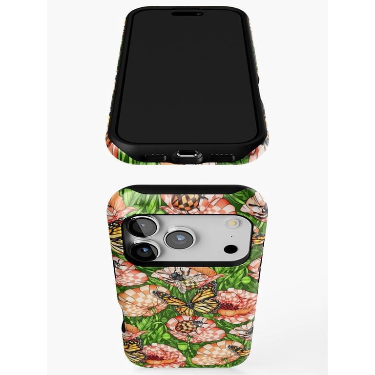 Butterfly, Bee and Checkered Floral Tough Phone Case for Apple iPhone ...