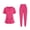 Hot Pink, variant on Women's Nurses Elastic Waist Casual Short Sleeve Scrub Tops and Long Pants Sets Nurse's Uniform Lounge Set with Pocket