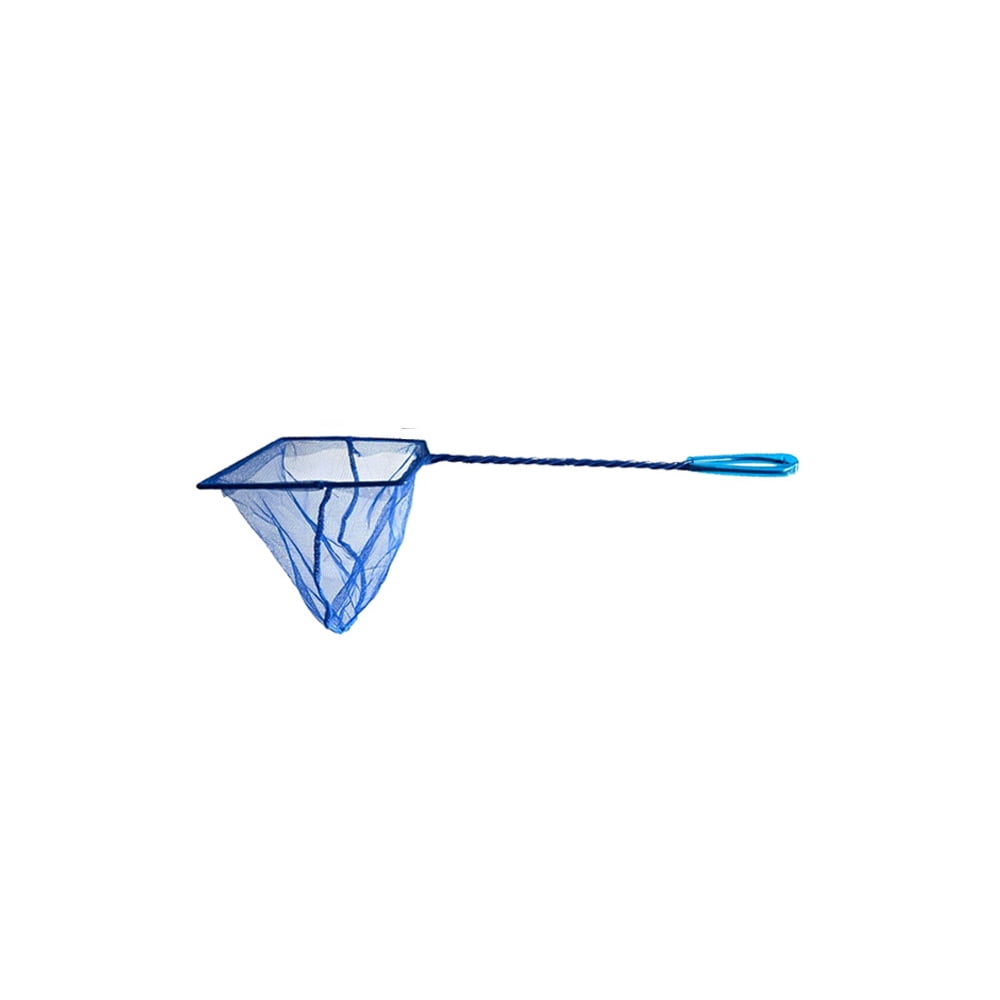 MISSMILE Aquarium Fish Net-6X5 in Fine Mesh, 10 in Vinyl-Covered Braided Handle-Small Aquarium Cleaning Tool for Gentle Fish Handling-Use in Freshwater&Saltwater Tanks-Blue