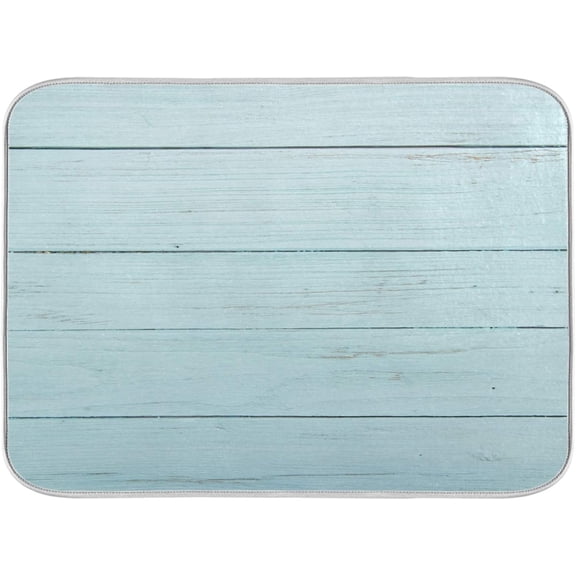 Teal Turquoise Blue Wood Dish Drying Mat for Kitchen Countertops Sinks Drying Mat Absorbent Heat Resistant Dishes Drainer Pad 16 x 18 Inch