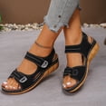 thumbnail image 3 of Rokment Women's Orthopedic Wedge Walking Sandals Beach Comfortable Arch Support Platform Mid Heels Non Slip Work Summer Shoes for Woman with Adjustable Straps Black Size 8, 3 of 6