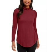 JM Collection Women's Solid Turtleneck Red Size Small