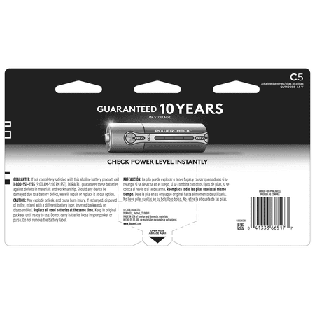 Duracell 1.5V Quantum Alkaline C Batteries with PowerCheck, 5 Pack