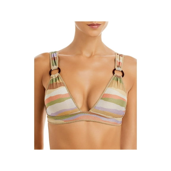 Becca Womens Metallic Beachwear Bikini Swim Top