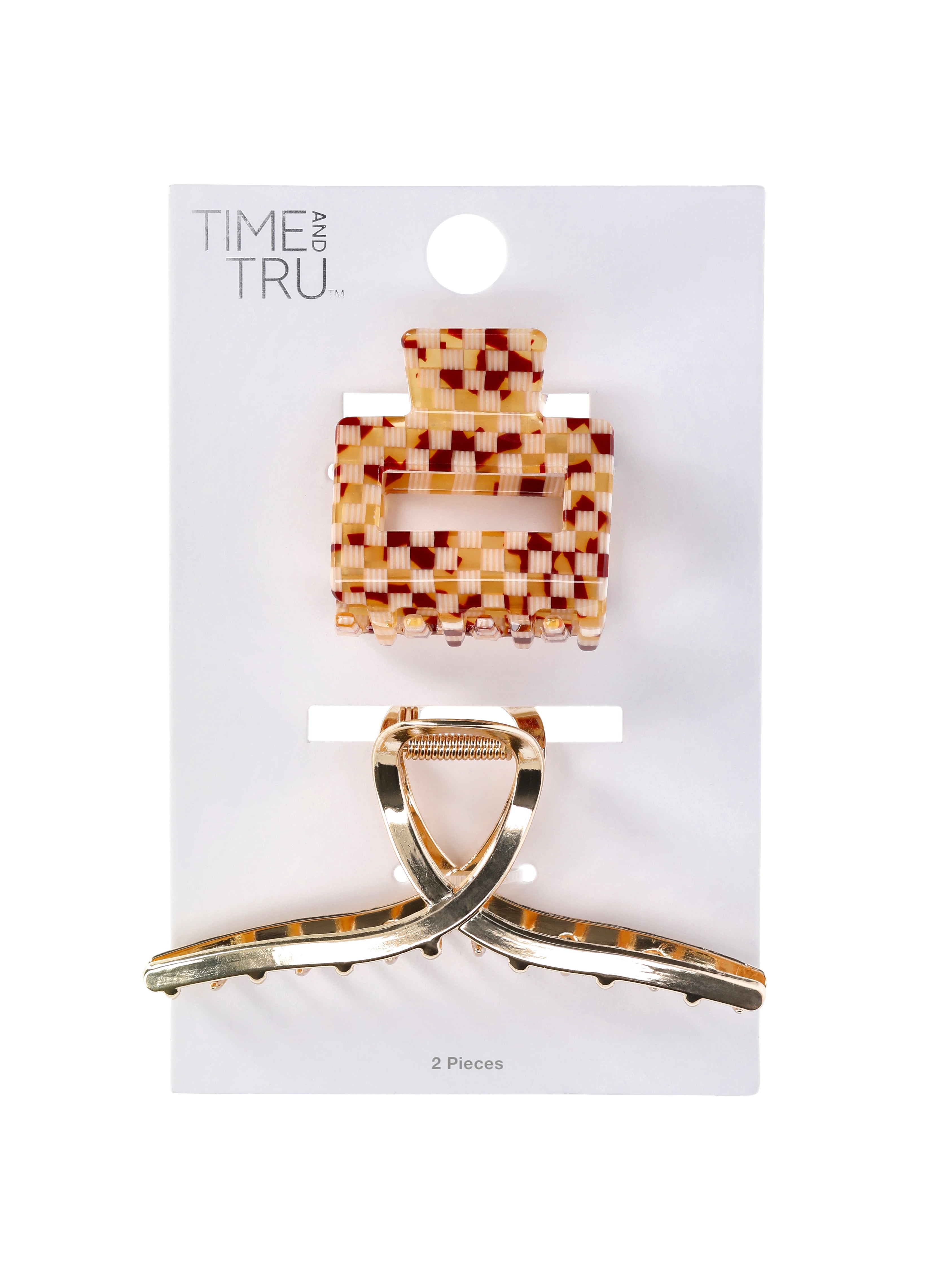 Time and Tru 2 Pack Square and Loop Claws, Gold