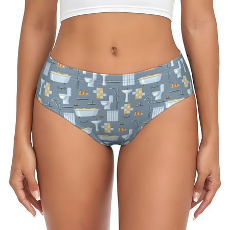 Womens Underwear - blue bathroom No Show Seamless Underwear for Women  Soft Comfort Stretch Women s Panties  Hipster Ladies Panties Bikini Underwear Briefs