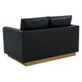 thumbnail image 7 of LeisureMod Nervo Loveseat 2-seater Modern Sofa With Leather Gold Accent Base Wooden Frame Removable Cushions for Office Lounge Living Room Black, 7 of 7