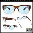 thumbnail image 2 of Retro Gentlemanly Vintage Style Horn Rim Hipster Plastic Sunglasses Brown Clear - Blue, 2 of 7