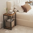 thumbnail image 5 of LEDREM Industrial 2-Pack Accent End Tables, Sturdy Steel Frame & Particleboard, Easy assembly, Adjustable Feet Slim Side Table, Brown & Black, 5 of 7