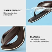 Harvest Land Comfortable Flip Flops for Men Arch Support Thong Sandals Non Slip Summer Beach Slippers Shoes Dark Brown Size 12 Males