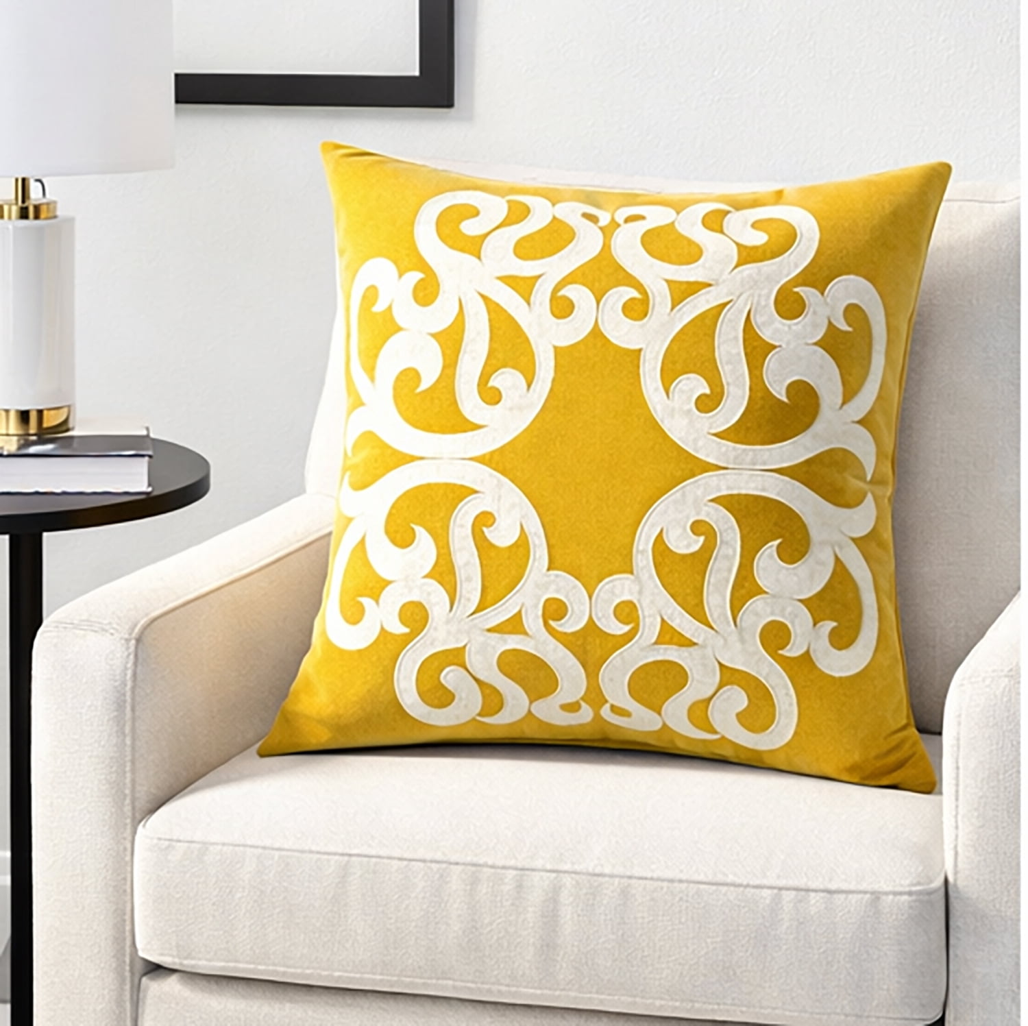 Stacey Gold Abstract Polyester 20 in. x 20 in. Throw Pillow