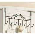 thumbnail image 4 of Door Hooks,Over Door Hooks, Over Door Hanger 7 Hooks for Bedrooms/Bathroom,Metal Over Door Coat Hooks for Coat Hat Towel Robes Belt , Black, 4 of 7