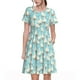 thumbnail image 1 of Fotbe White Geese and Flower Vestido Largo de Moda para Mujer, Vestido Tipo Camiseta con Manga Corta y Estilo Casual a Rayas y Bloques de Color, 1 of 6