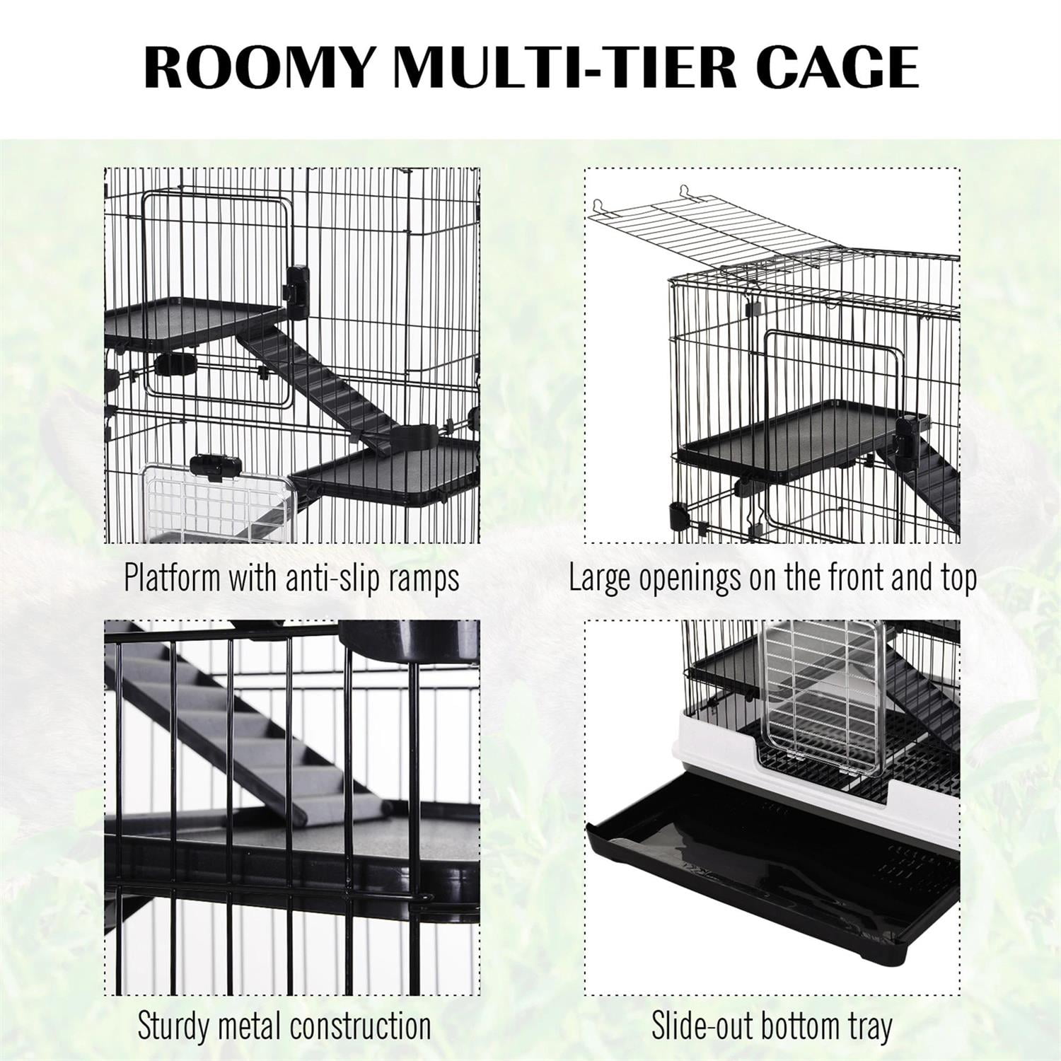 Kadyn 32" Large Hamster Cage, Rabbit Hutch with Tubing System, Running Wheel, Ramps, Platforms, 4-Level Small Animal Habitats for Bunny, Chinchillas, Ferret, Gray