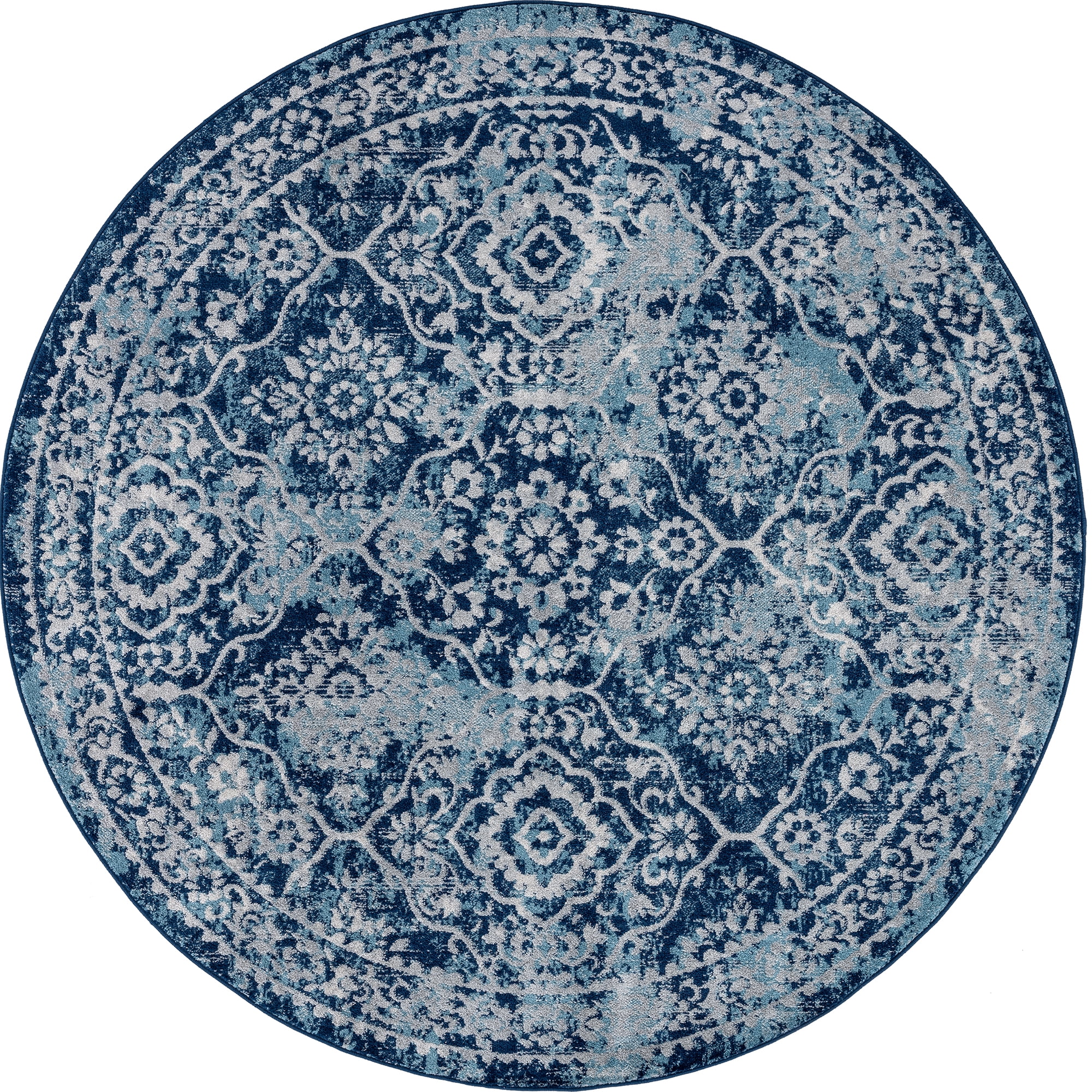 6ft Round Modern Blue Round Area Rugs for Living Room | Bedroom Rug | Dining Room Rug | Indoor Entry or Entryway Rug | Kitchen Rug | Alfombras para Salas 5'3'' Round