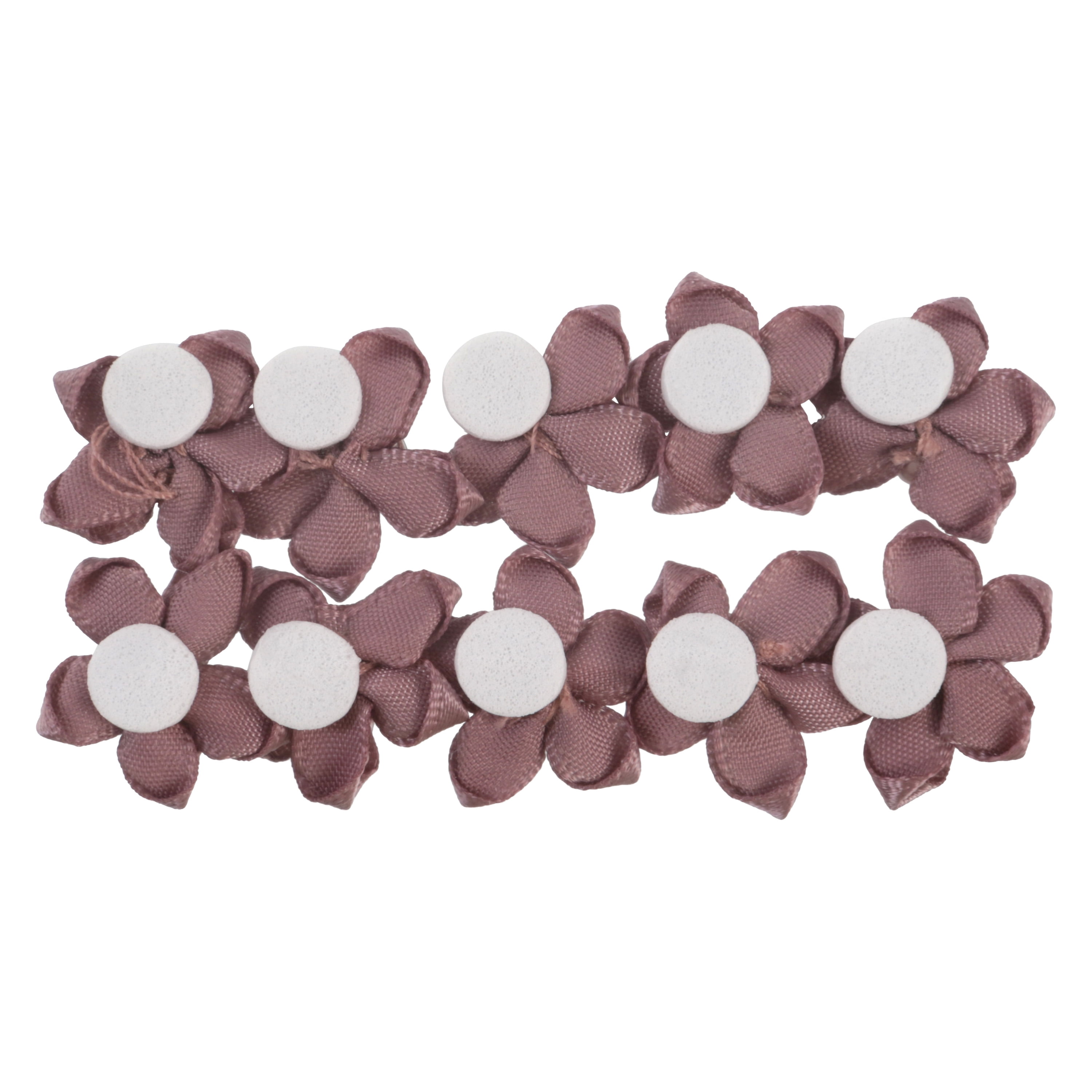 (2 pack) Offray Ribbon Accessories 3/4-Inch Mauve Satin 5-Petal Flowers with Rhinestone Center, 10-Pack