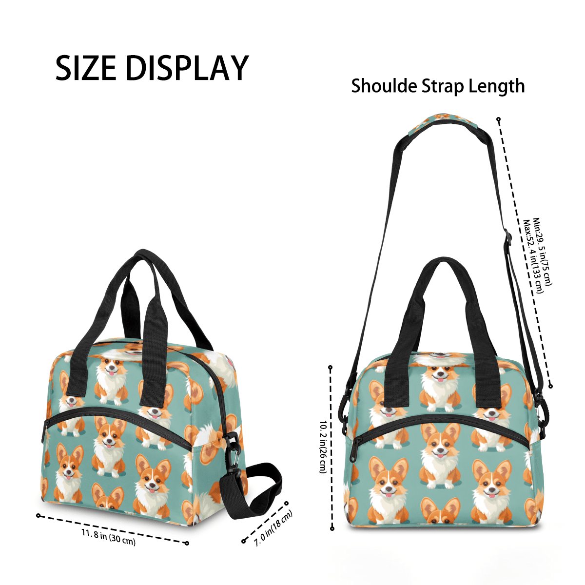 Herdesigns Dog Insulated Lunch Bag for Women Men Adults Large Reusable Lunch Box Puppy Dog Leakproof Cooler Tote Bags with Adjustable Shoulder Strap