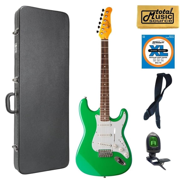 Oscar Schmidt Double Cutaway Electric Guitar,Seafoam Green, OS-300 SFG Case Bundle, OS-300 SFG CASEPACK