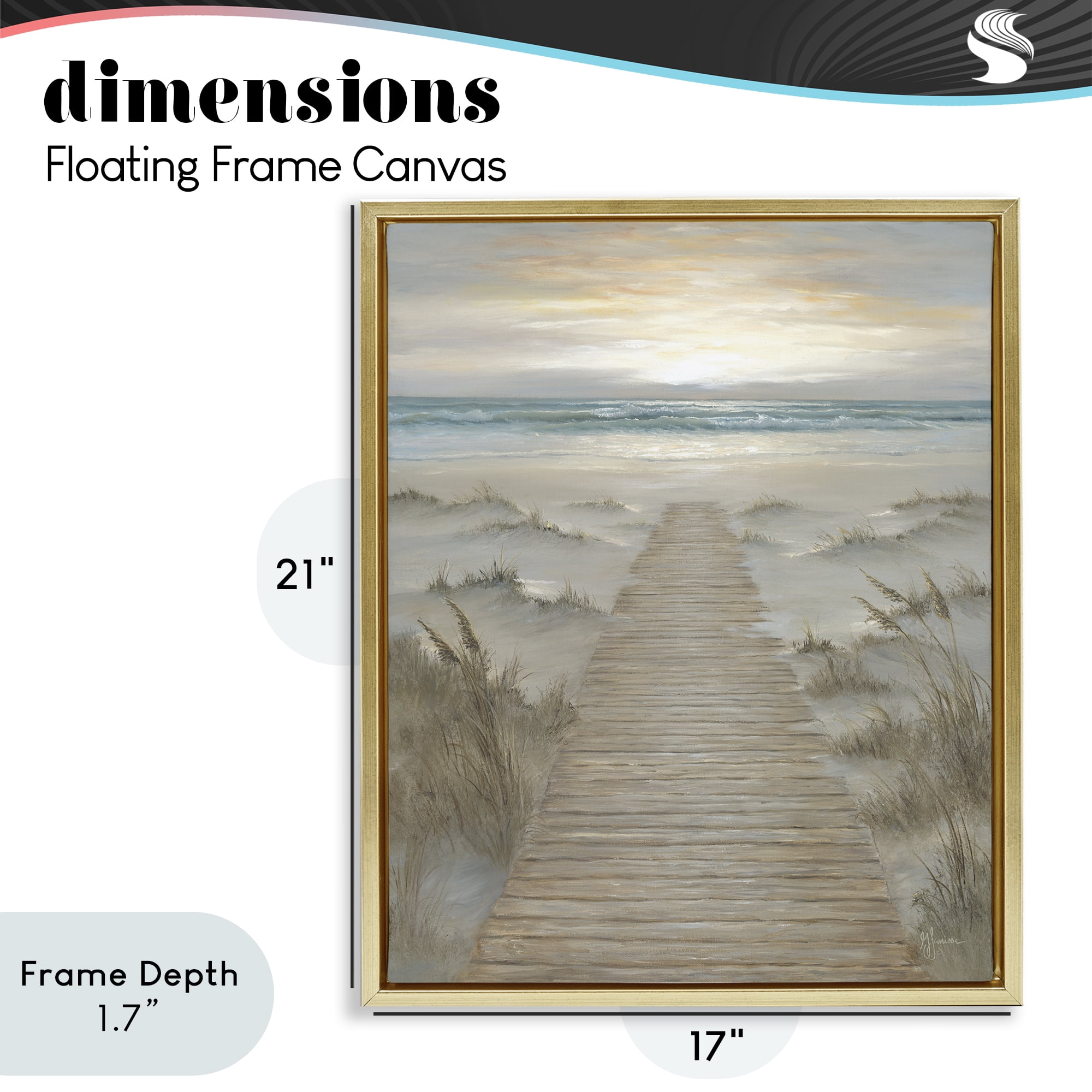 Stupell Industries The Path Towards Sunrise Gold Framed Floater Canvas Wall Art, design by Georgia Janisse