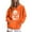 Orange, variant on Hooded Sweatshirt for Womens Gray with Pocket Oversized Pullover Pumpkin Print Fall Ladies Tops M