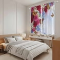 thumbnail image 3 of Pink Red Roses Kitchen Curtains 63 Inch Length, Spring Floral Butterflies Abstract Tiers Curtains for Living Room Berdoom Bathroom, Light Filtering Drapes Window Treatment 2 Panels 42"Wx63"L, 3 of 8