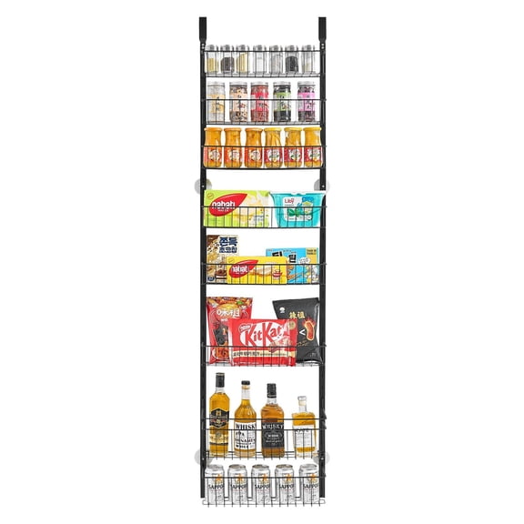 8-Shelf Over The Door Organizer  Adjustable Wire Pantry Rack for Kitchen Storage, Spices, Canned Food & More  Maximize Your Space