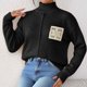 thumbnail image 5 of Suéter de cuello alto para mujer, blusas con empalmes de encaje, camiseta de cuello alto, suéter casual de moda, top acrílico para mujer, 5 of 6