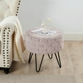 thumbnail image 4 of Home Soft Things Jacquard Faux Fur Round Ottoman, 18"x18"x18", Sepia Rose, 4 of 9