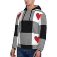 thumbnail image 3 of Wukai Heart Black Buffalo Plaid Gingham Print Men Hoodies Fleece Sweatshirts Long Sleeve Sweaters Pullover Fall Outfits Winter Clothes-XX-Large, 3 of 7