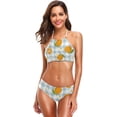 thumbnail image 2 of Dreamtimes Orange Fruit Daisy Plaid Swimsuits Padded Bikini Sets Sexy Swimwear for Women, Small, 2 of 7