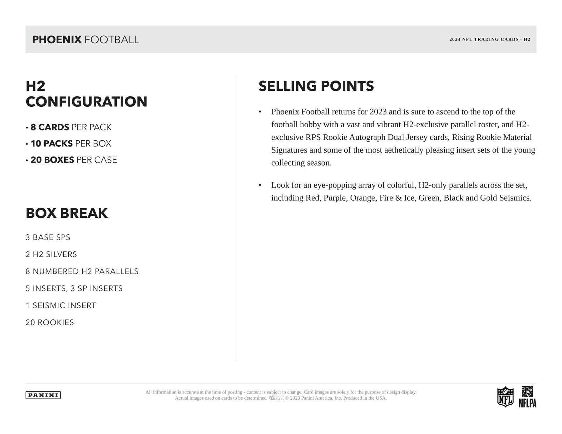 2023 Panini Phoenix Football Hobby Hybrid H2 Box