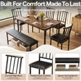 thumbnail image 3 of UHOMEPRO 6 Piece Dining Table Set for 4-6, Space Saving Kitchen Table Set with Bench and Storage Racks, PU Chairs, Metal Frame Dining Room Set for Apartment, Breakfast Nook - Brown and Black, 3 of 7