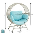 thumbnail image 6 of Wicker Round Egg Chair, Oversized Indoor Outdoor Lounger for Patio Living Room, w/ 4 Cushions, Steel Frame, 330lbs Capacity(BE-BL), 6 of 9