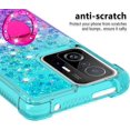 thumbnail image 4 of Case for Xiaomi 11T with Magnetic Ring Kickstand, Gradient Quicksand Glitter Flowing Liquid Floating Women Girls Cute Phone Case Clear TPU Cover for Xiaomi 11T Pro JB Bluish Violet, 4 of 14